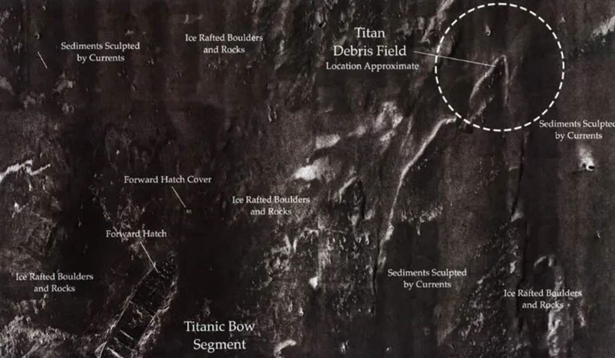  خريطة جديدة تكشف مكان العثور على بقايا غواصة &quot;تيتان&quot;