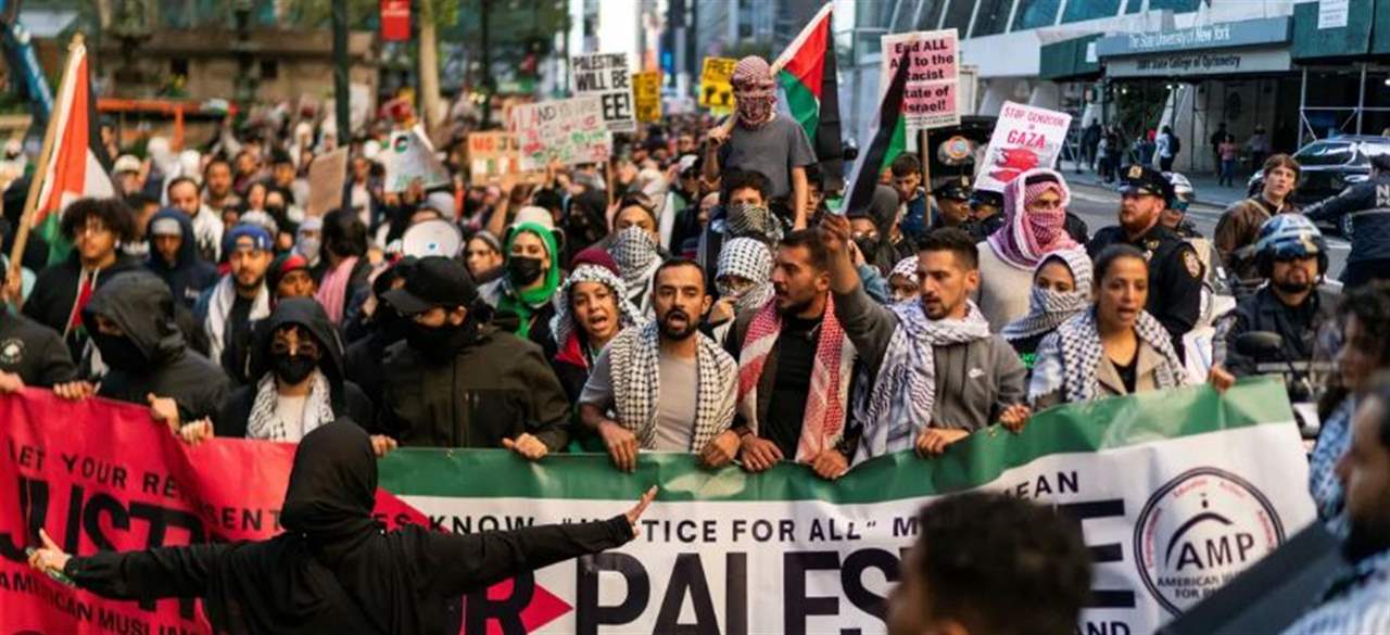 تظاهرة في نيويورك ضد عمدتها لدعمه إسرائيل 