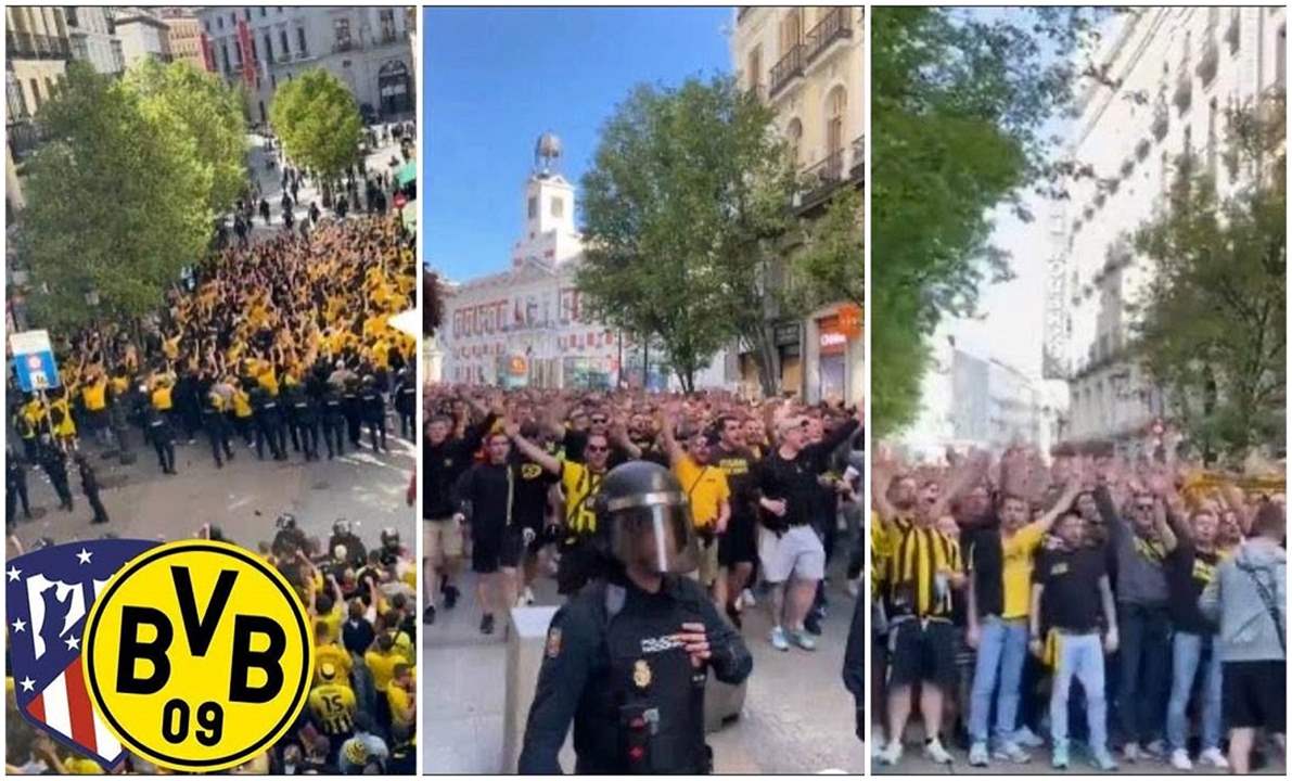 فيديو - مشجعو دورتموند اجتاحوا وسط مدريد 