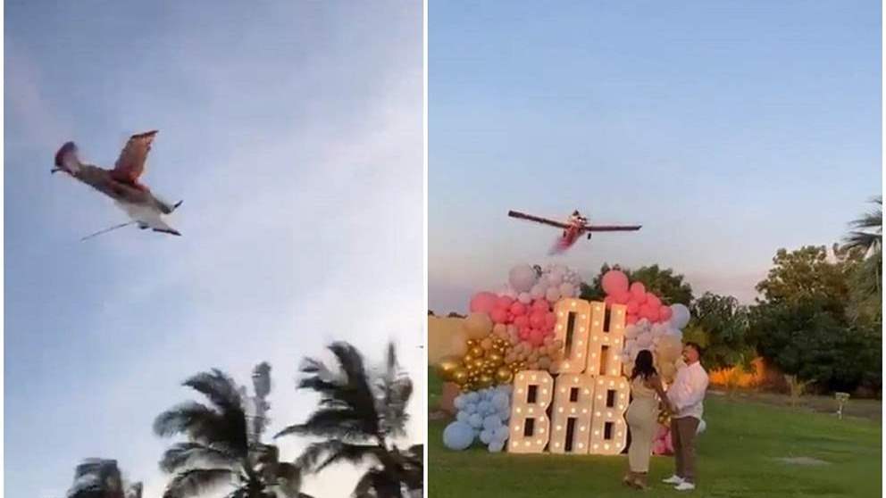 فيديو - لحظة سقوط الطائرة ومقتل طيارها في حفل الاعلان عن جنس المولود !!