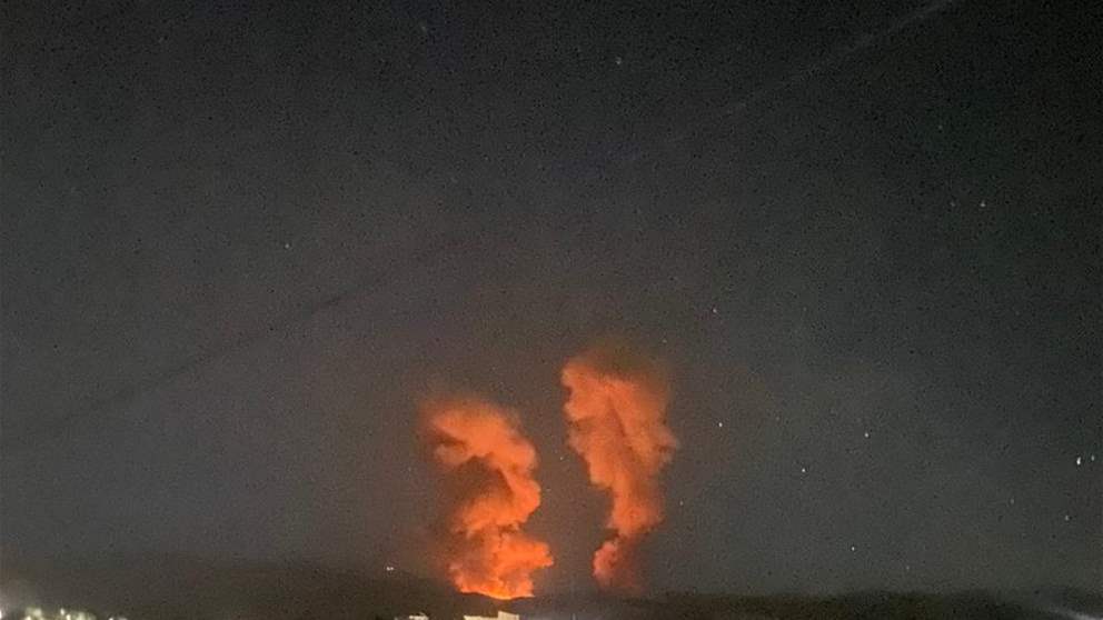 بالفيديو - الطيران الحربي الاسرائيلي شن سلسلة غارات على مرتفعات الخريبة في بعلبك ليل أمس 
