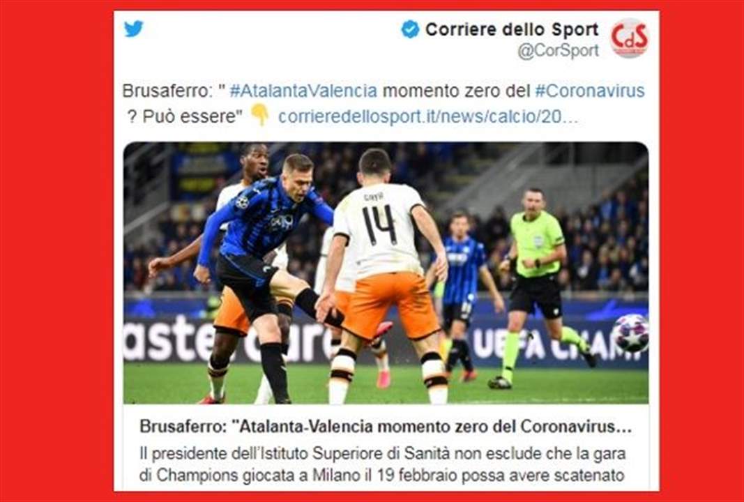 مباراة كرة القدم التي تسببت بكارثة كورونا في إيطاليا وإسبانيا