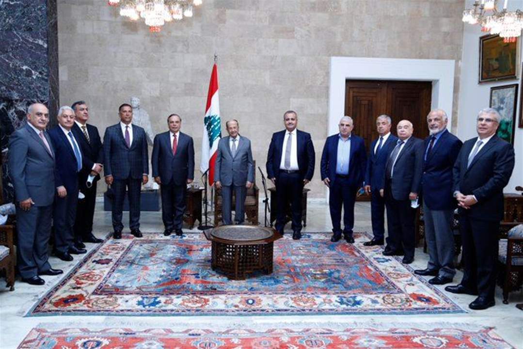الرئيس عون استقبل نقيب مقاولي الأشغال العامة والبناء في لبنان المهندس مارون الحلو مع وفد من النقابة واطّلع منهم على واقع قطاع المقاولات ومطالب المقاولين