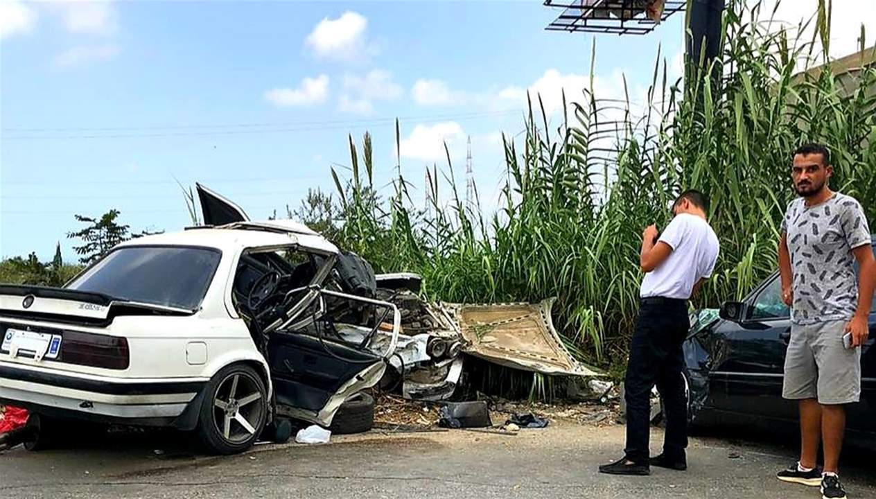 حادث سير على طريق عام عرقة - حلبا ووقوع جرحى