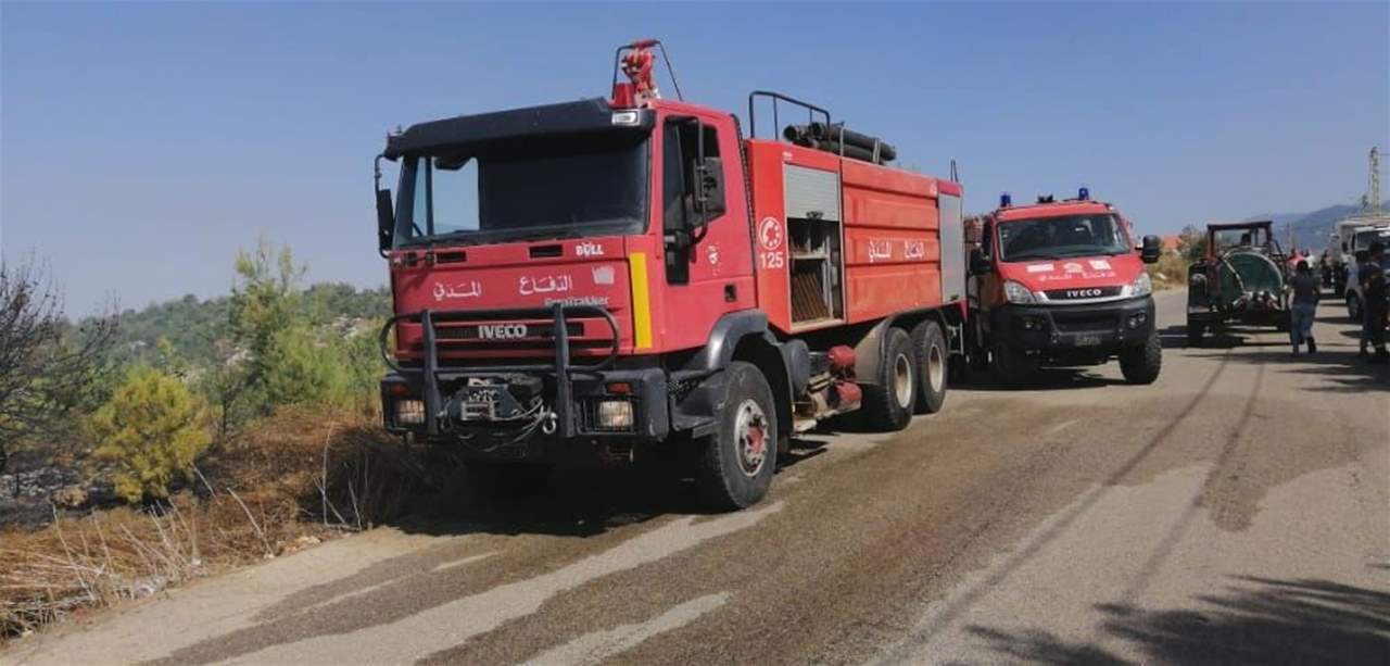 حريق في احراج رحبة والدفاع المدني في بزبينا يعمل على إخماده