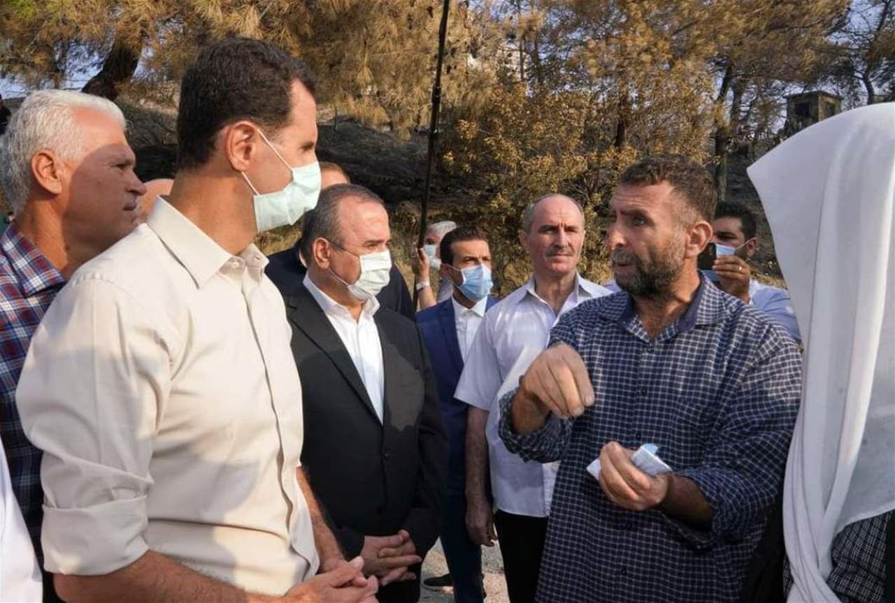 الأسد في ريف اللاذقية الشمالي للاطلاع على الأضرار التي خلفتها الحرائق 