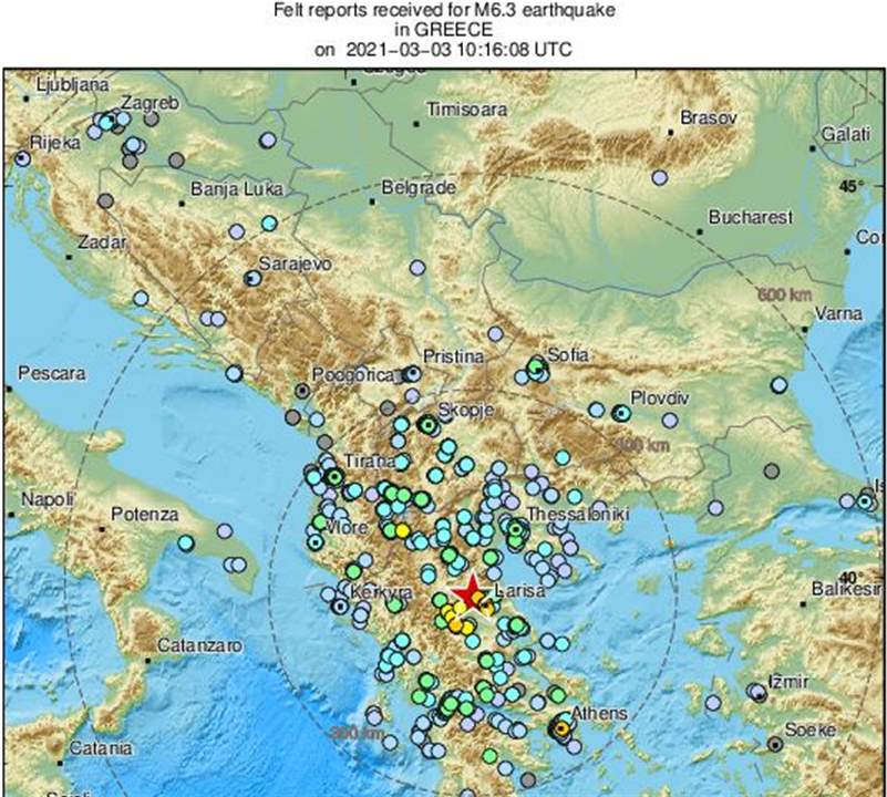 زلزال يضرب اليونان بقوة 6.2 درجة