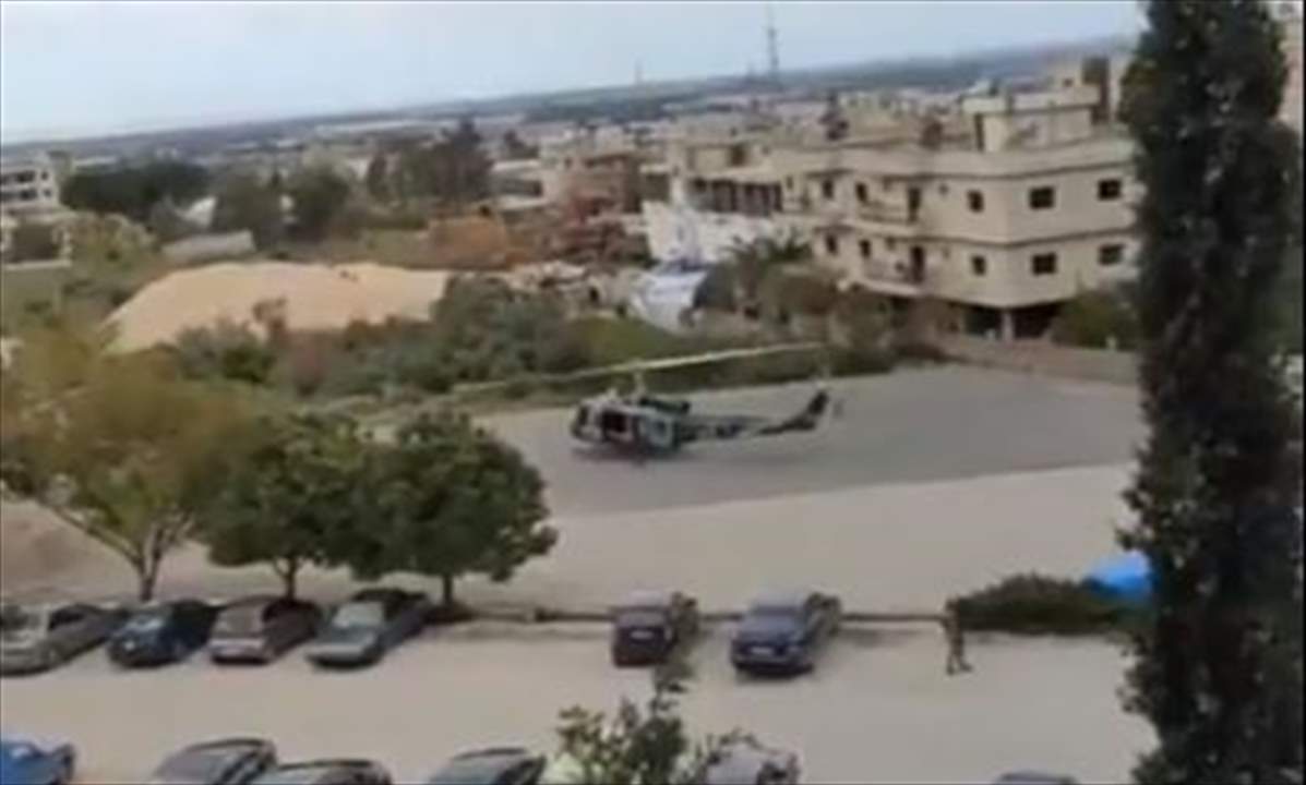  هبوط طوافة للجيش اللبناني في ساحة مستشفى اليوسف في حلبا لنقل مريض بحالة حرجة الى بيروت