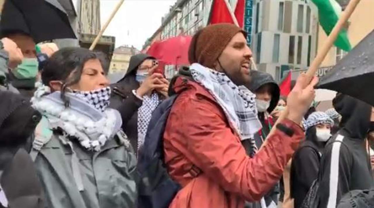 بالفيديو- المقاومة سهى بشارة في تظاهرة داعمة لفلسطين بجنيف 