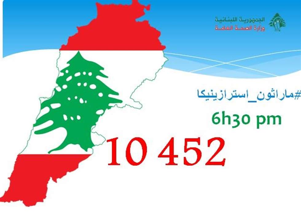 على مساحة لبنان.. 10452 شخصاً تلقوا اللقاح ضمن "ماراثون أسترازينيكا"