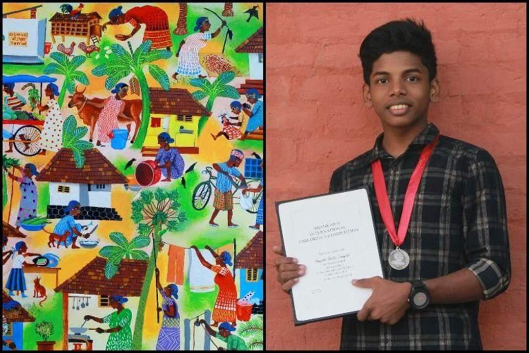 طفل هندي أخبره والده أن والدته "لا تفعل شيئاً" فرد عليه برسمة حصدت جائزة عالمية