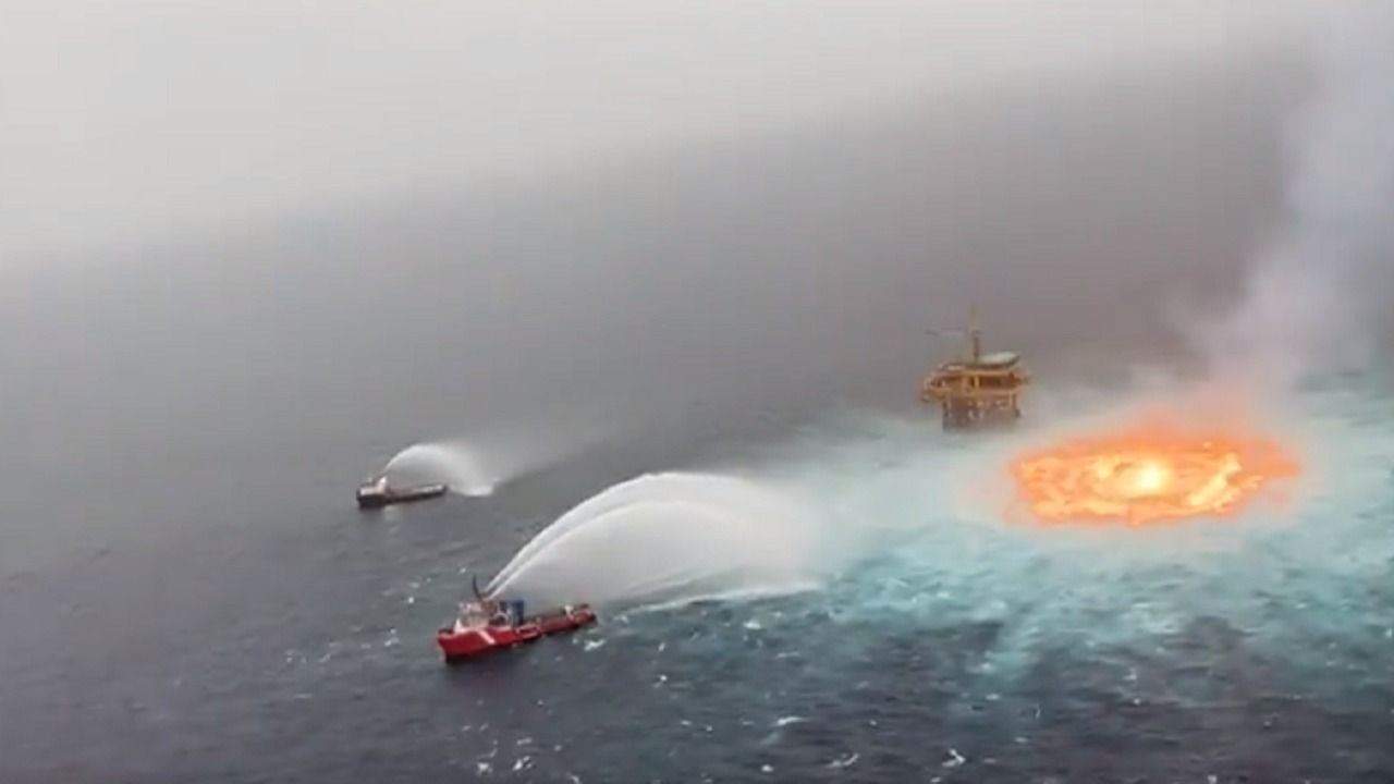 بالفيديو ـ حريق تحت الماء في خليج المكسيك بسبب تسرب غاز