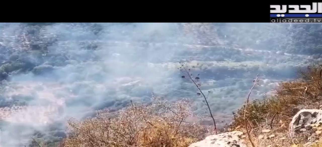 بالفيديو - طوافات الجيش تواصل عمليات إطفاء الحريق في محيط مرج بسري