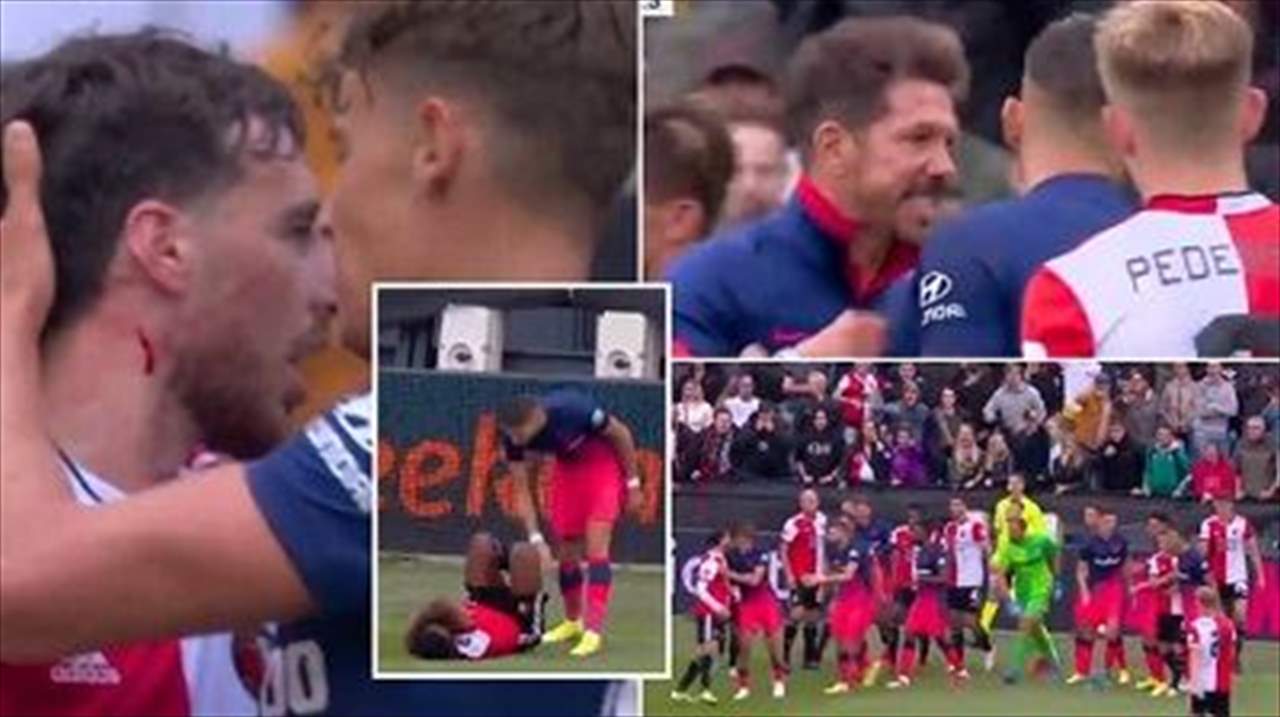 بالفيديو - كاراسكو يتسبب بإشكال كبير ويُطرد وسيميوني يتدخل 