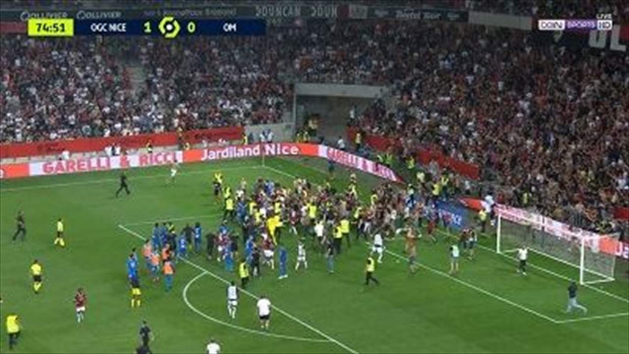 بالفيديو - العقوبات تنتظر نيس ومرسيليا بسبب المشاجرة واقتحام الجماهير للملعب