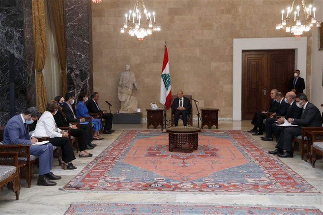 الرئيس عون التقى مدير عام منظمة الصحة العالمية الدكتور تيدروس أدهانوم غبريسوس على رأس وفد من المنظمة وأطلعه على الواقع الصحي في لبنان لا سيما سبل معالجة جائحة "كورونا" والتعاون القائم مع منظمة الصحة العالمية