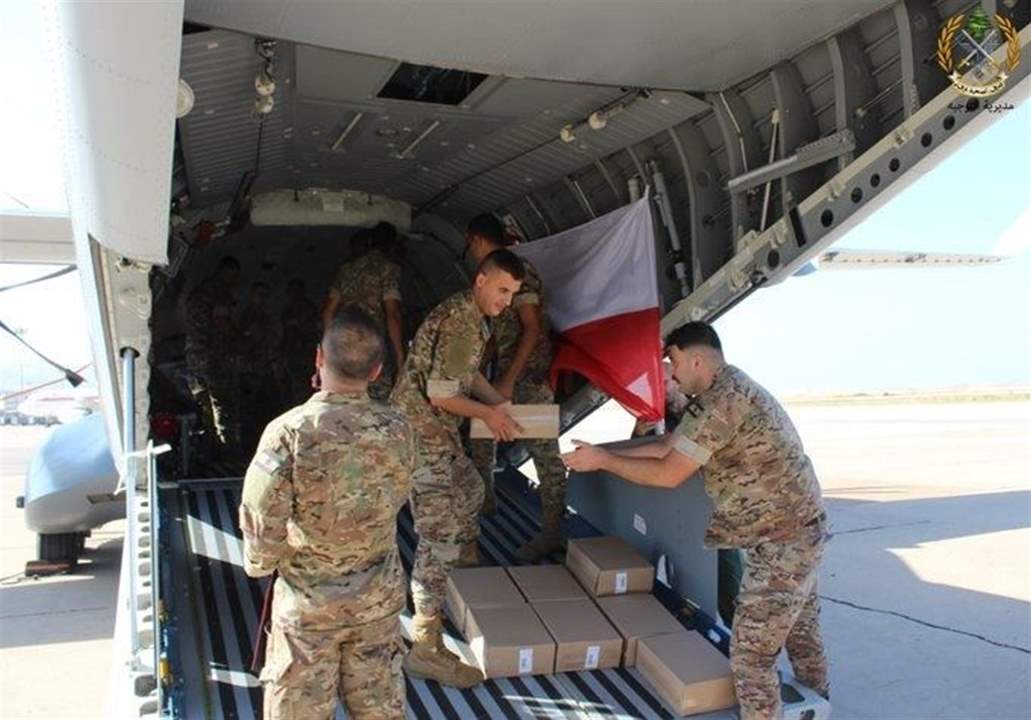  الجيش اللبناني: تسلم كمية من المواد الغذائية في مطار رفيق الحريري الدولي مقدمة هبة لصالح الجيش من جمهورية التشيك
