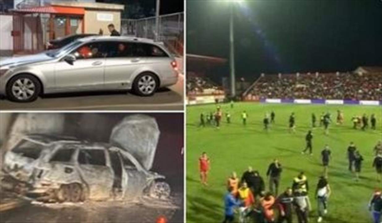 صور وفيديو - اعترضوا الحكم وحطموا سيارته ثم أحرقوها !!