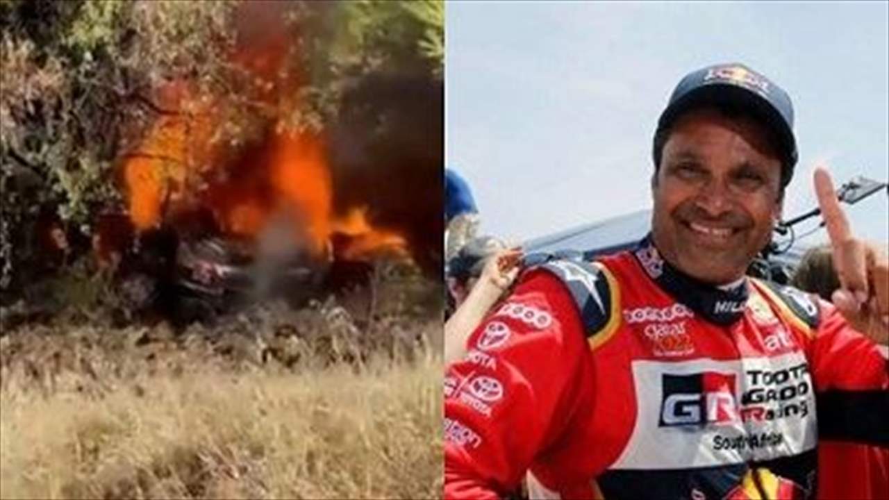 بالفيديو - احتراق سيارة ناصر العطية وانسحابه من رالي قبرص