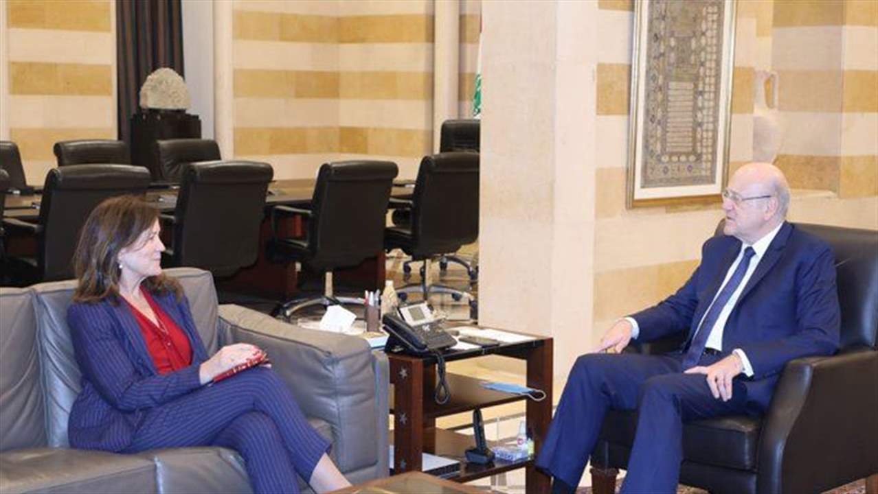  ميقاتي التقى دوروتي شيا في السرايا الحكومية والبحث تناول الأوضاع العامة في لبنان