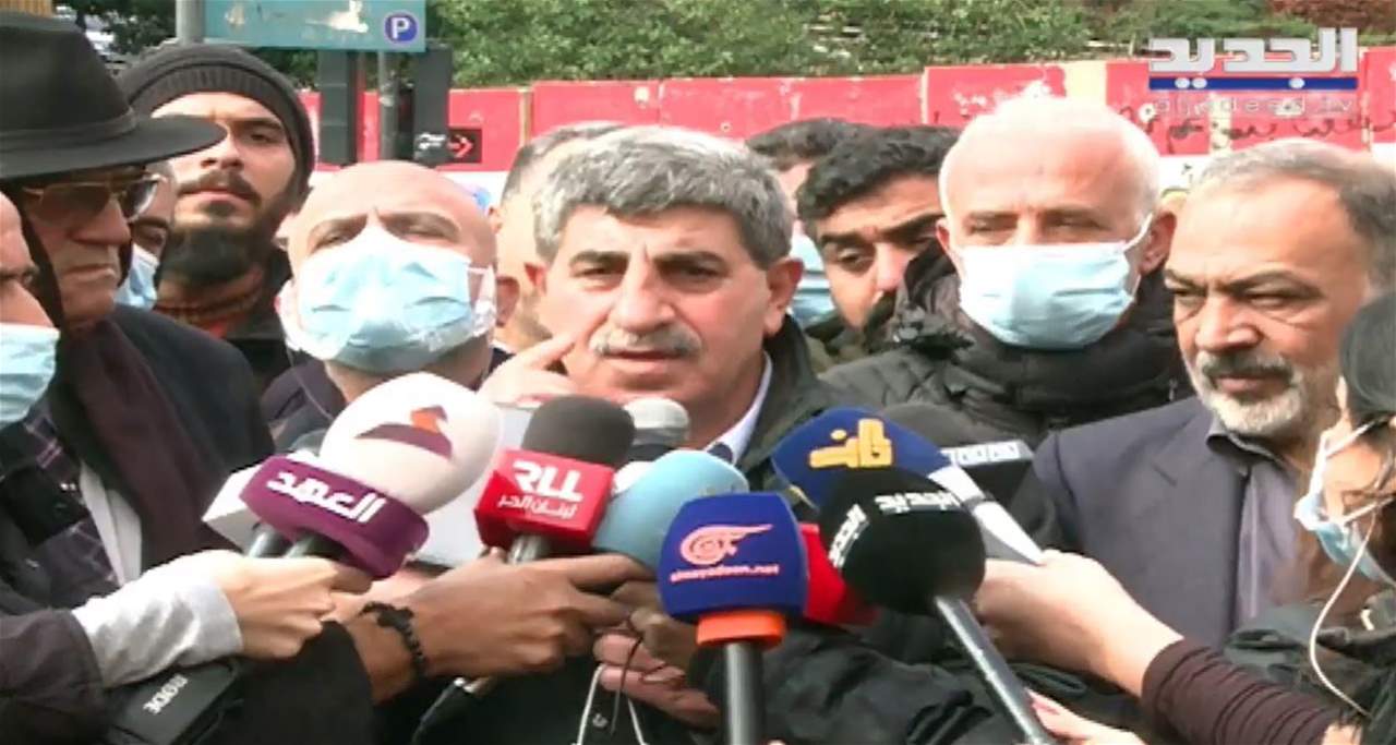 كلمة رئيس قطاع النقل البري بسام طليس خلال تحرك القطاع في رياض الصلح