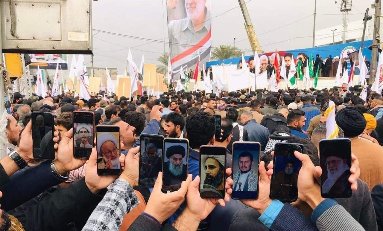     بالفيديو ـ الآلاف يحيون الذكرى الثانية لاغتيال قاسم سليماني وأبو مهدي المهندس في بغداد