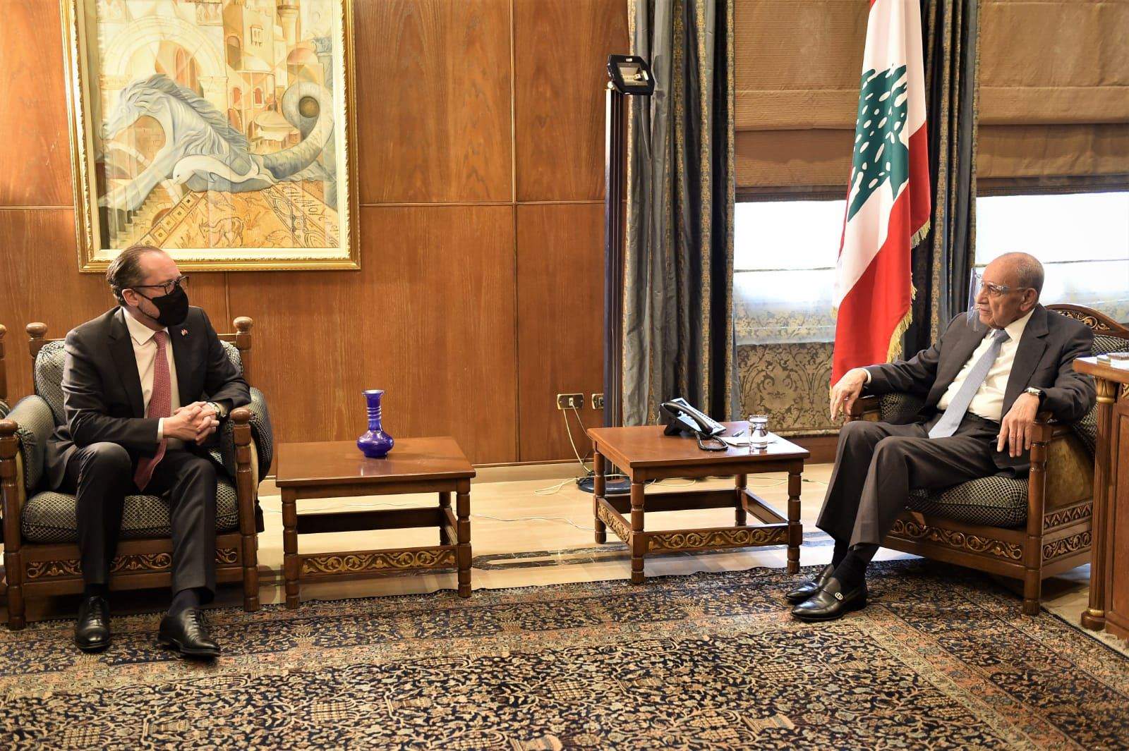 الرئيس بري إستقبل وزير خارجية النمسا وعرض الأوضاع العامة مع السفيرة الفرنسية