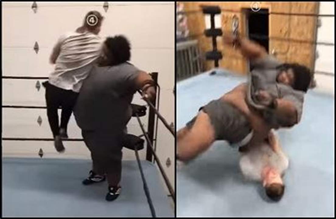 فيديو - بيغ مو الضخم يسقط على الشاب ويتركه بلا حراك !!