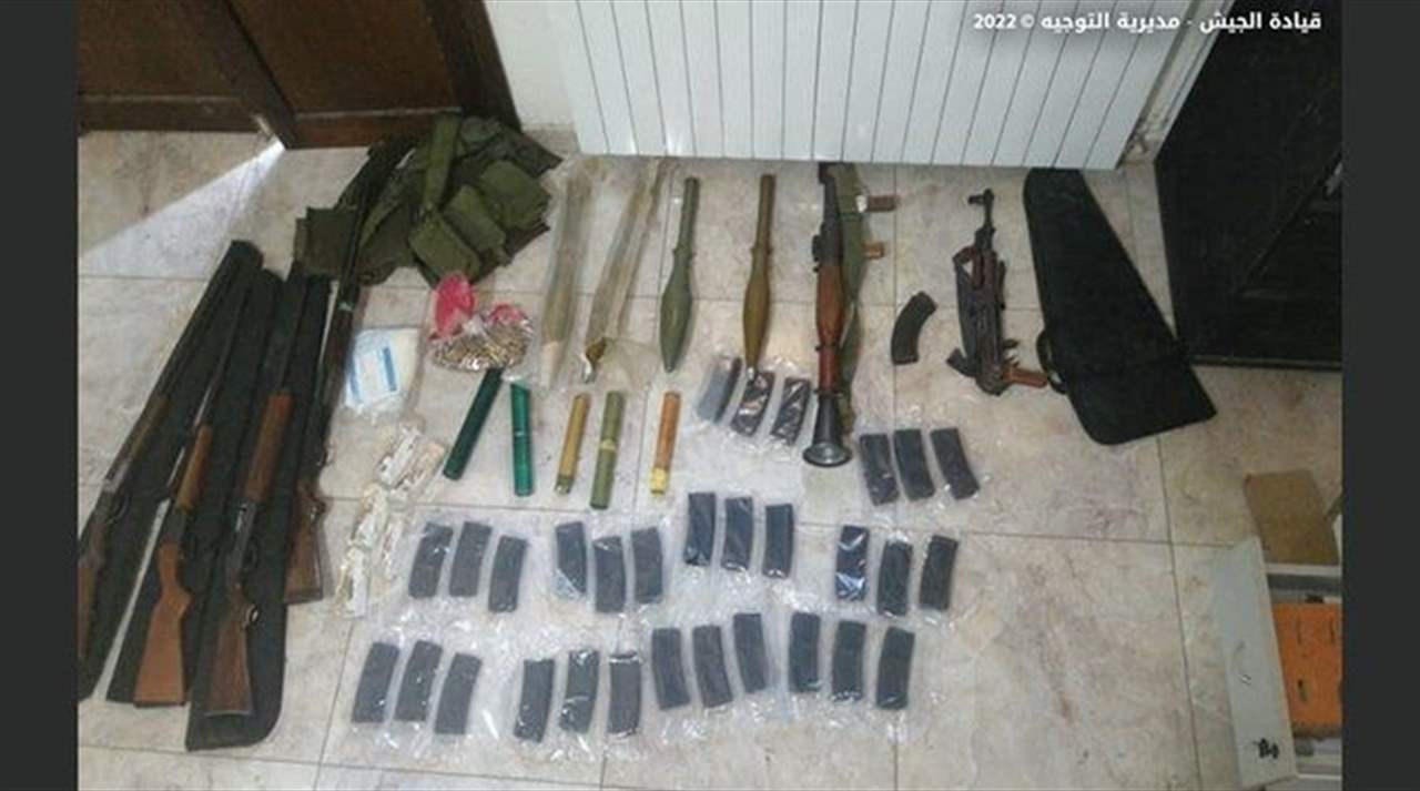 الجيش اللبناني: عمليات دهم في منطقة الكنيسة ـ بعلبك وتوقيف مطلوب