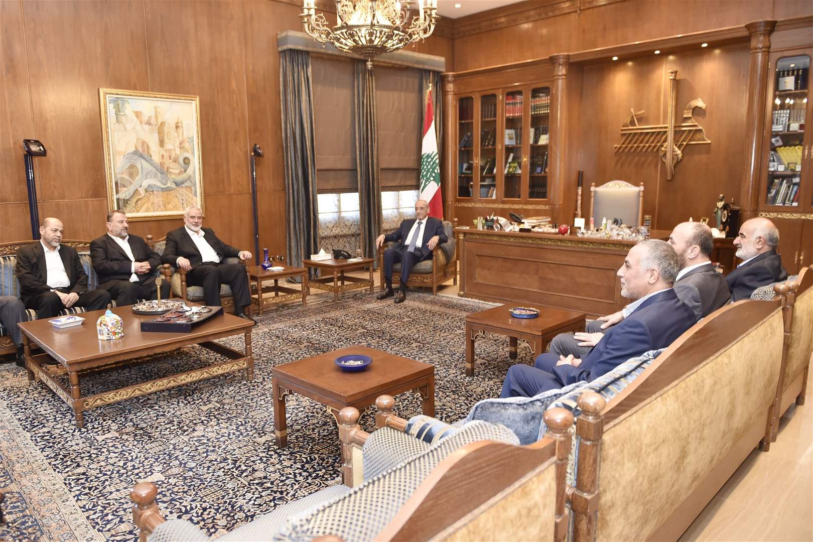 هنية بعد لقائه الرئيس بري في عين التينة: وجدنا منه تمسكاً أكيداً ومطلقاً بحق لبنان بترسيم الحدود
