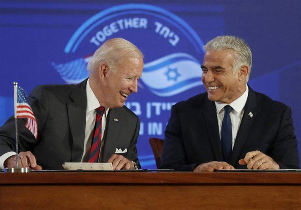      بايدن ولبيد يوقعان على "إعلان القدس".. أميركا تتعهد لـ"إسرائيل" بعدم السماح لإيران بامتلاك سلاح نووي