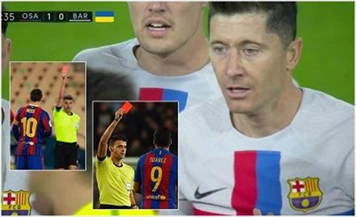 مانزانو الشهير بالطاقات الحمراء .. طرد ليفاندوفسكي وميسي ونيمار وسواريز