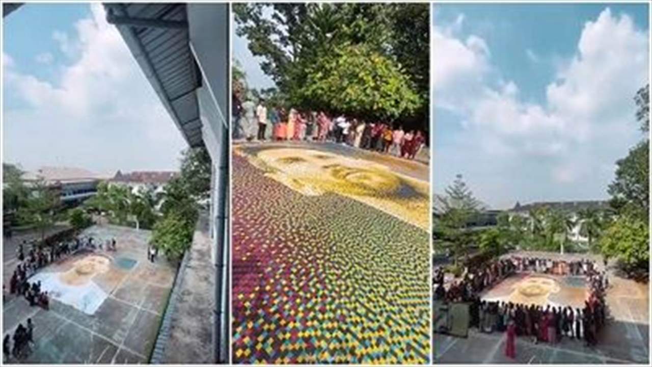 فيديو - صورة عملاقة لميسي في الهند مرسومة بالأوراق الملونة !!