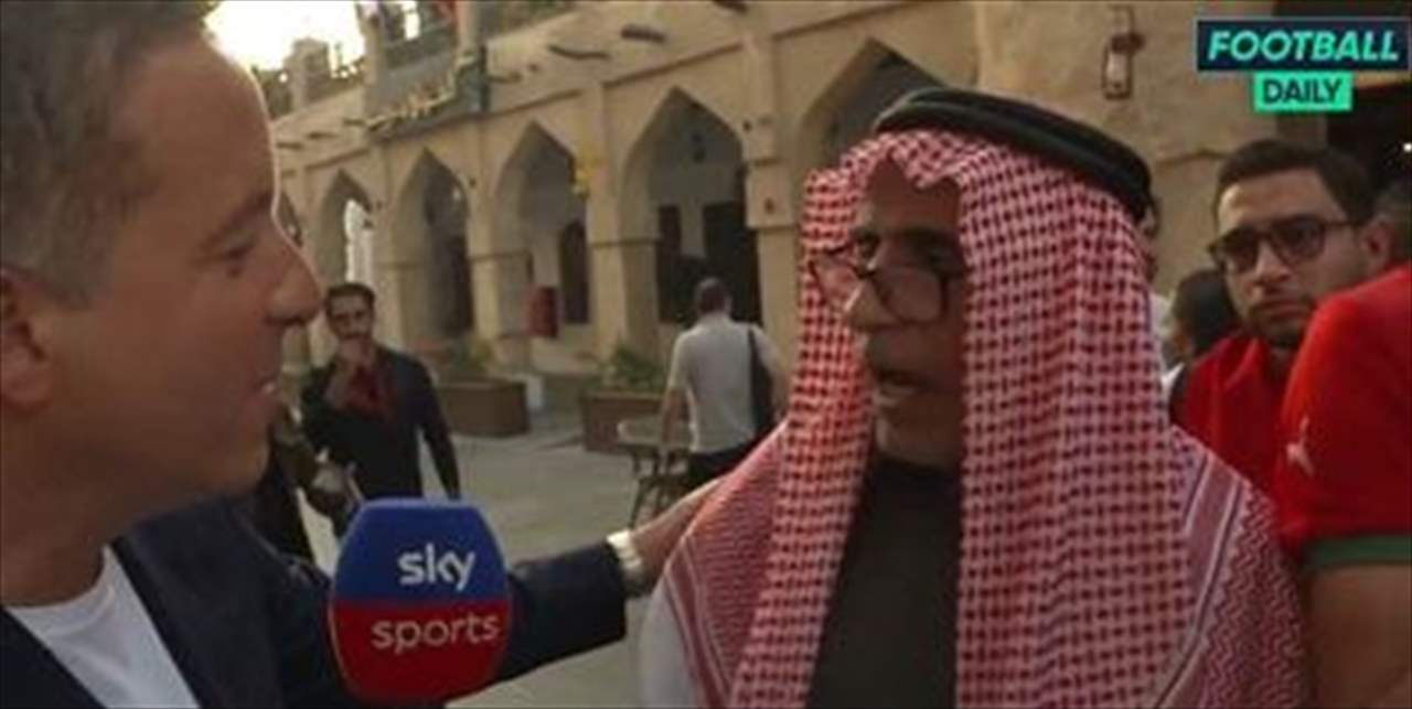 فيديو - مُشجّع سعودي لمراسل سكاي .. مع المغرب لأننا دمٌ واحد