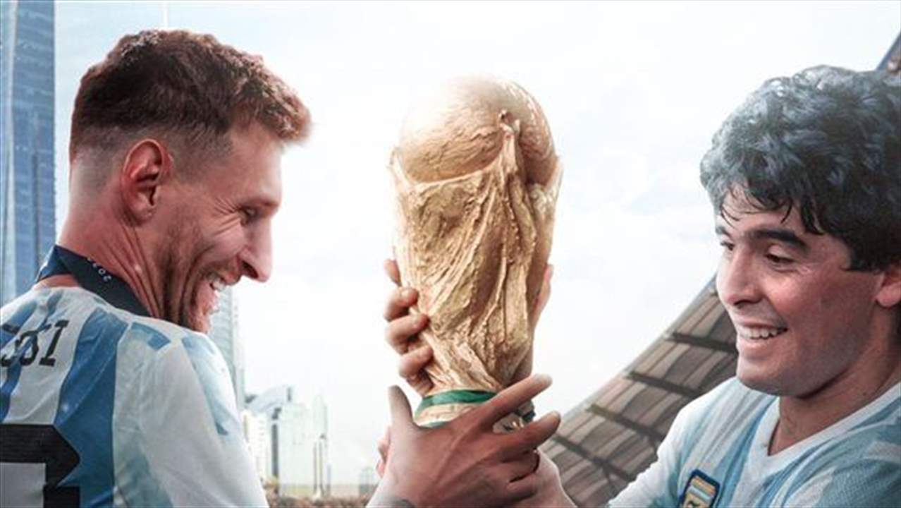 بالفيديو- "شجعنا من السماء".. ميسي يهدي كأس العالم إلى "روح مارادونا" بكلمات مؤثرة!