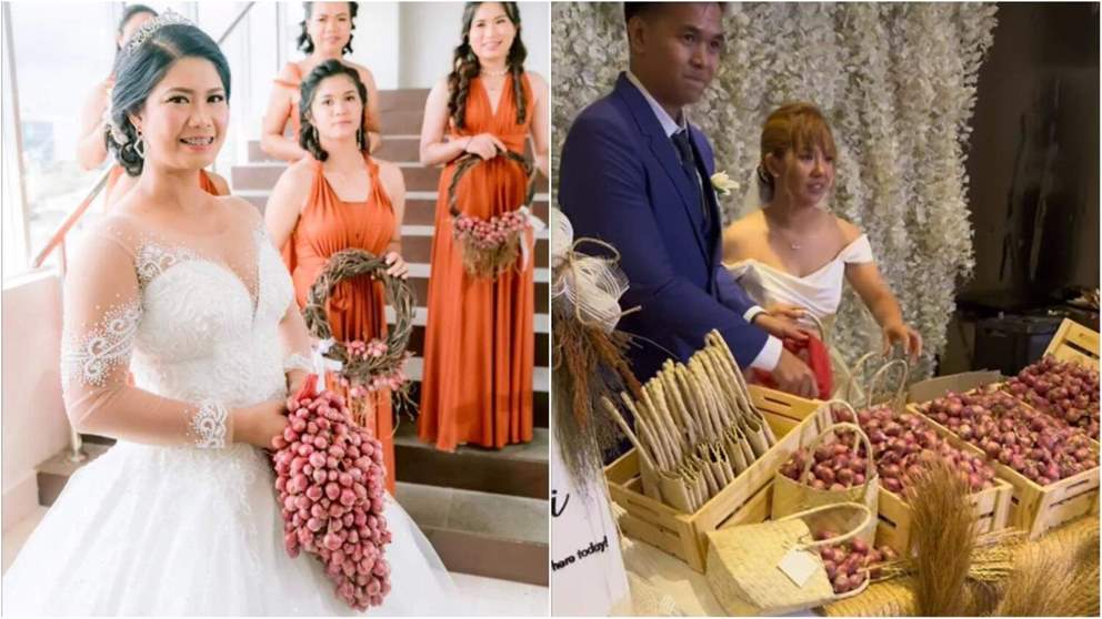  بالفيديو ـ في الفلبين  .. استبدال الزهور بالبصل بحفل زفاف وهدية للضيوف !