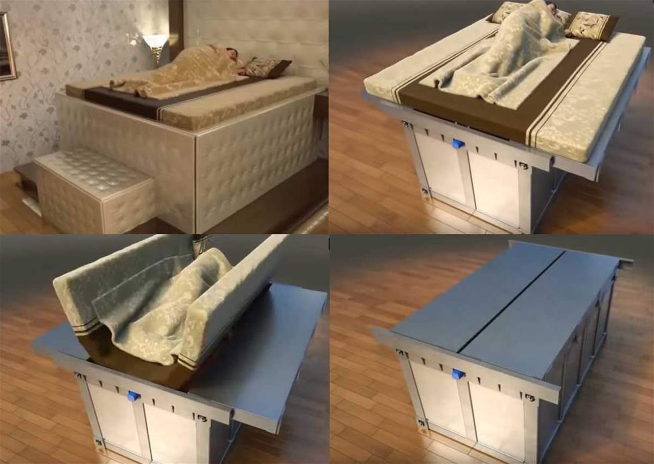 بالفيديو ـ سرير يتحول إلى صندوق لحظة وقوع الزلازل.. وناشطون يشبهونه بـ "القبر"