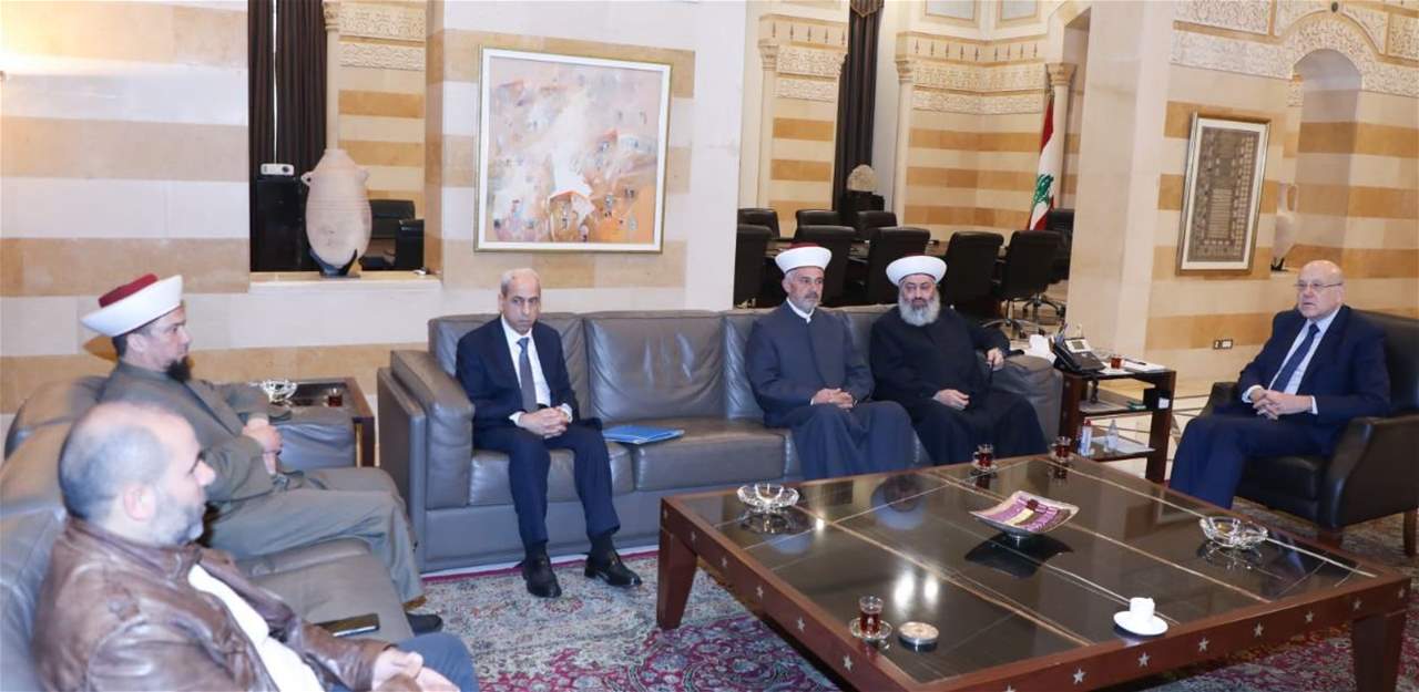 ميقاتي التقى مفتي عكار الشيخ زيد بكار زكريا في السرايا وبحث موضوع إختفاء إمام مسجد بلدة القرقف في عكار