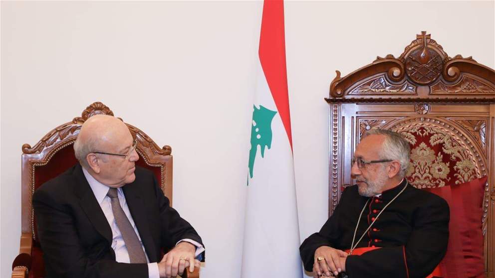 ميقاتي زار البطريرك ميناسيان واستقبل فرونتسكا وغريو: مفتاح الحل الاساسي هو انتخاب رئيس جديد 