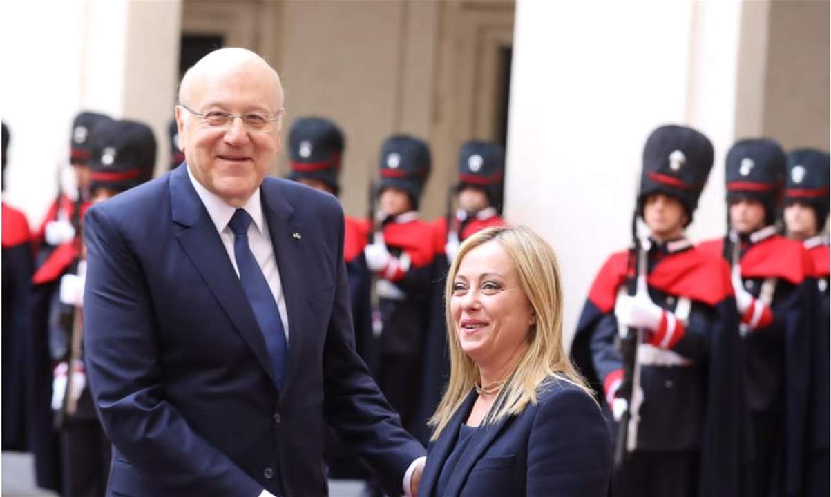 ميلوني تحث الشركات الإيطالية خلال استقبالها ميقاتي: للإستثمار في لبنان