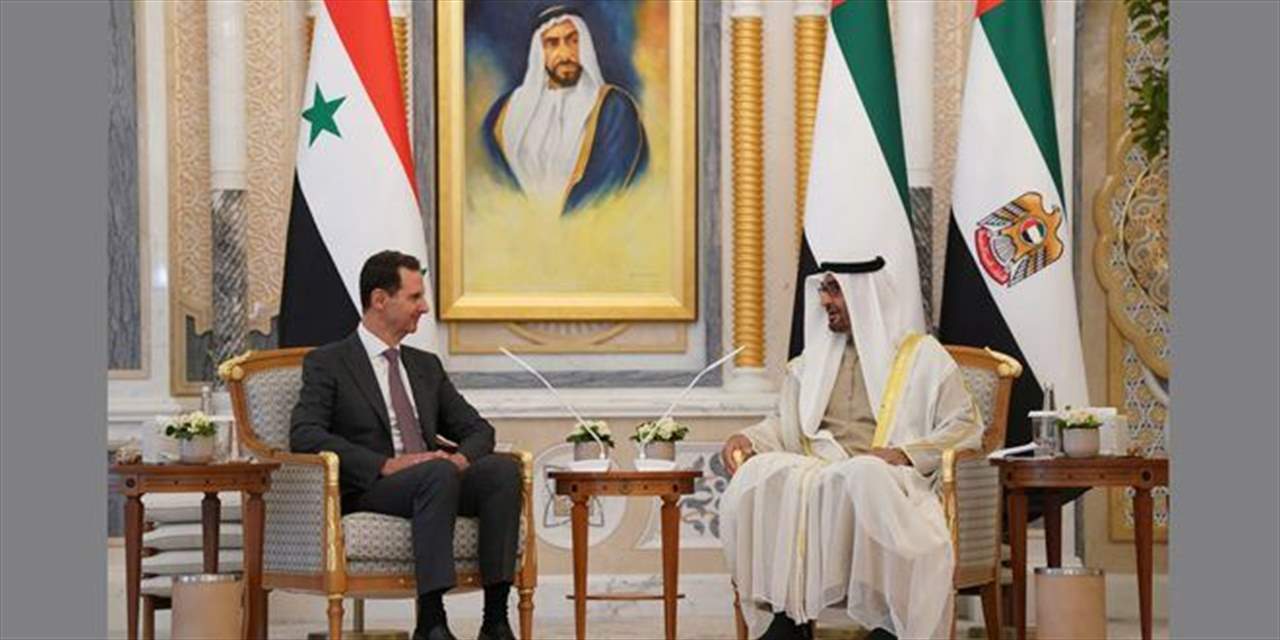 الأسد وبن زايد يبحثان التطورات الإيجابية في المنطقة والتعاون الاقتصادي بين البلدين