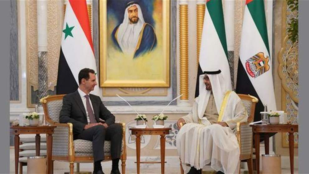 الأسد وبن زايد يبحثان التطورات الإيجابية في المنطقة والتعاون الاقتصادي بين البلدين