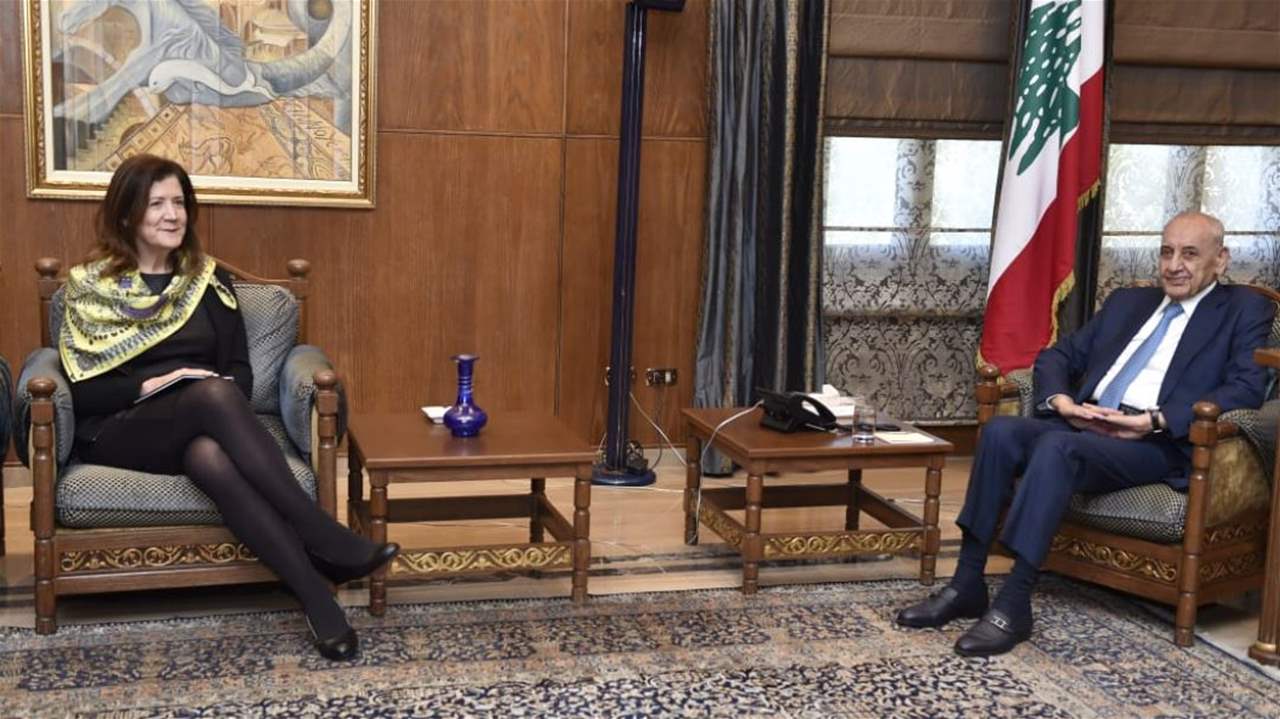 بري استقبل السفيرة الاميركية وعرض الاوضاع الامنية مع البيسري وتلقى المزيد من برقيات التهنئة بالفطر   