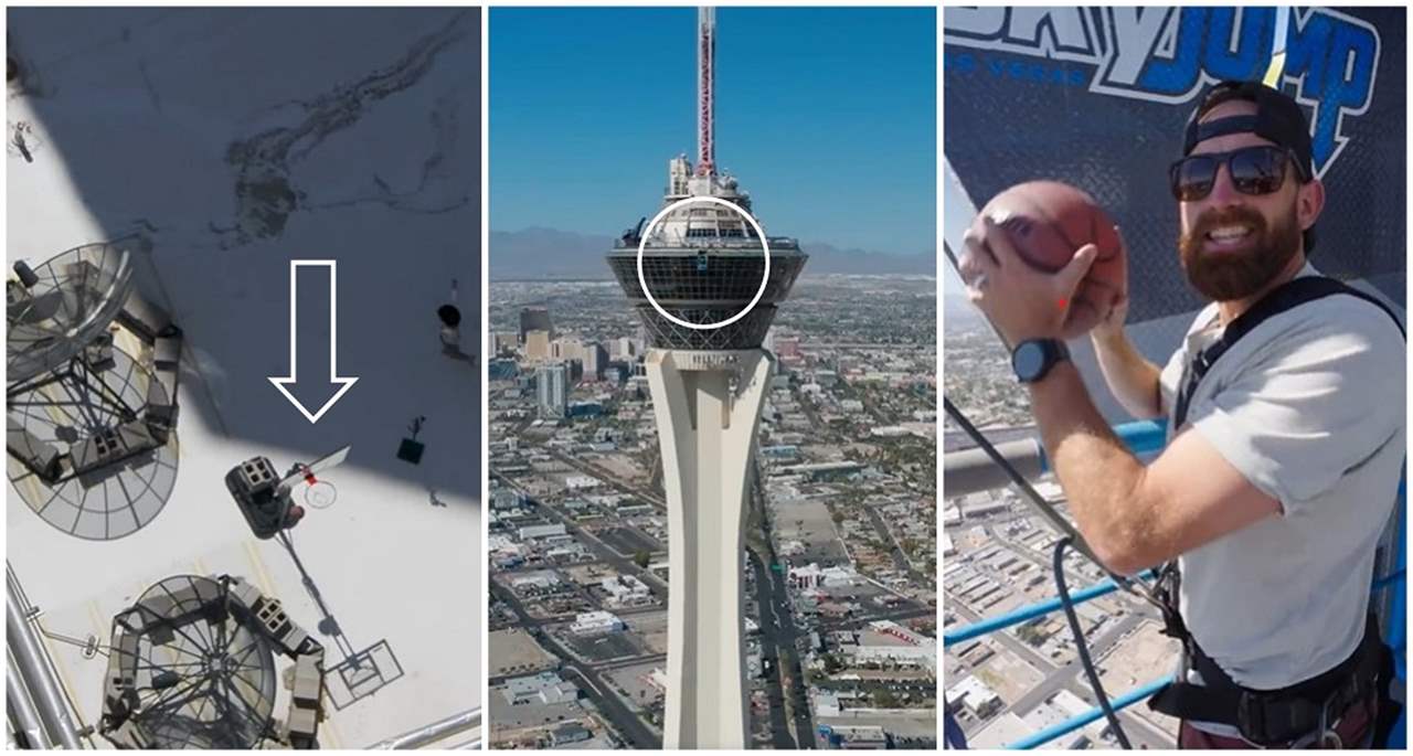 فيديو - هكذا نجحوا في إصابة السلّة من ارتفاع 350 متراً 