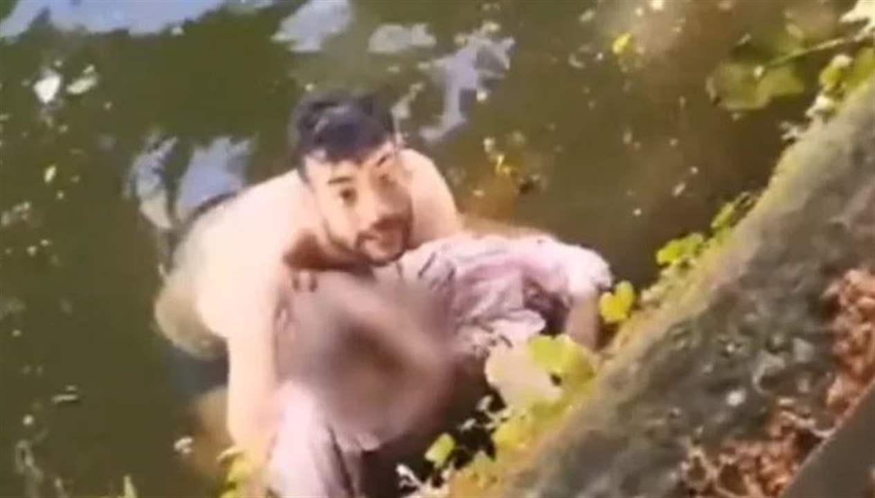 بالفيديو- شاب عربي ينقذ امرأة من الغرق في بلجيكا