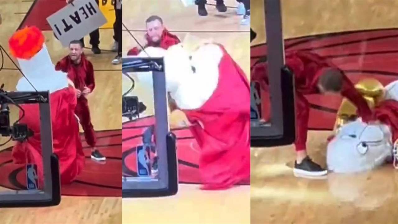 فيديو - ماكجريجور يعتدي على تميمة ميامي هيت