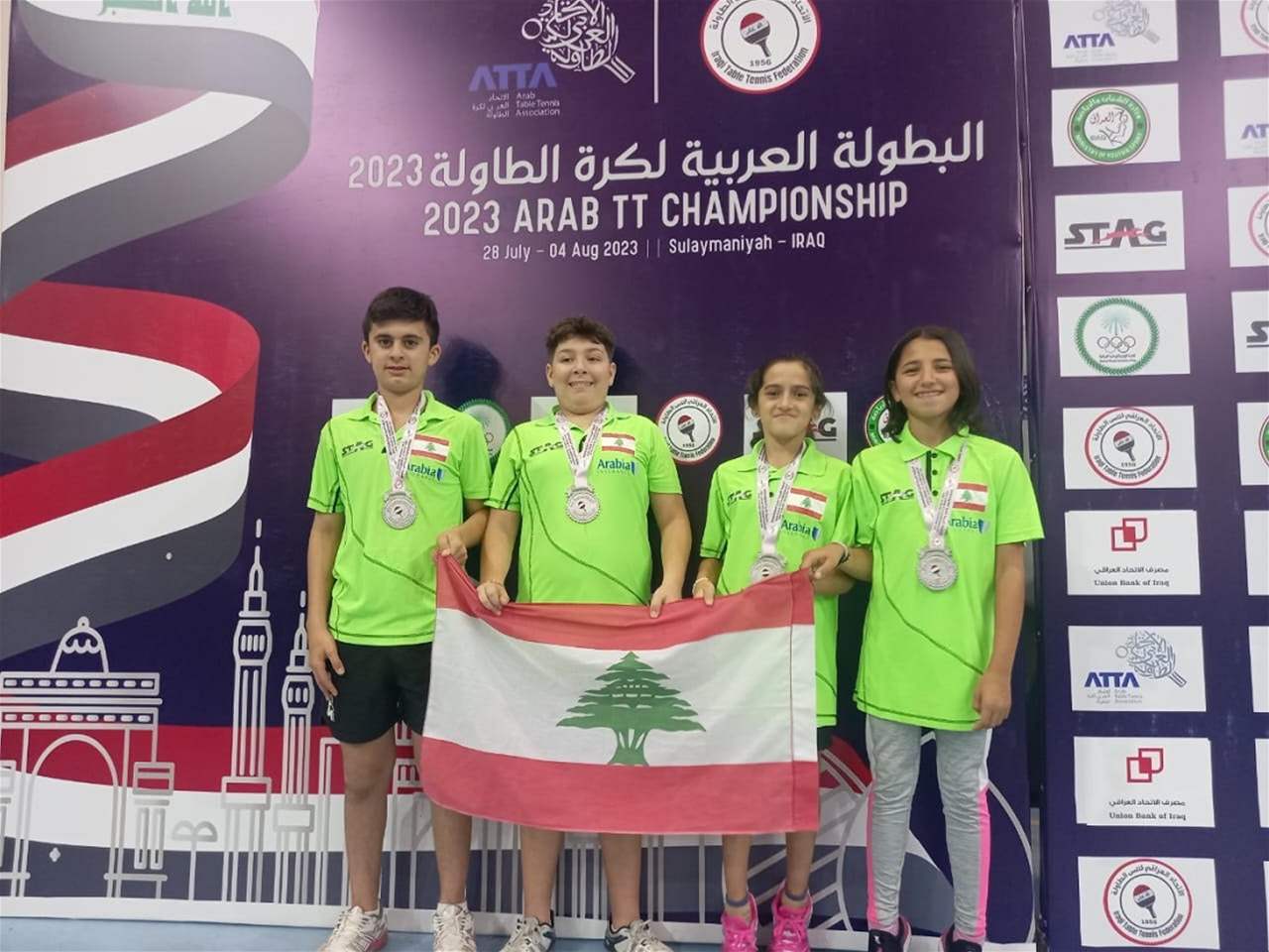ميداليتان فضيتان للبنان في البطولة العربية لكرة الطاولة