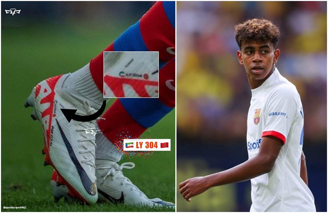 صورة - ما هي الرموز والكلمات على حذاء لامين يامال؟