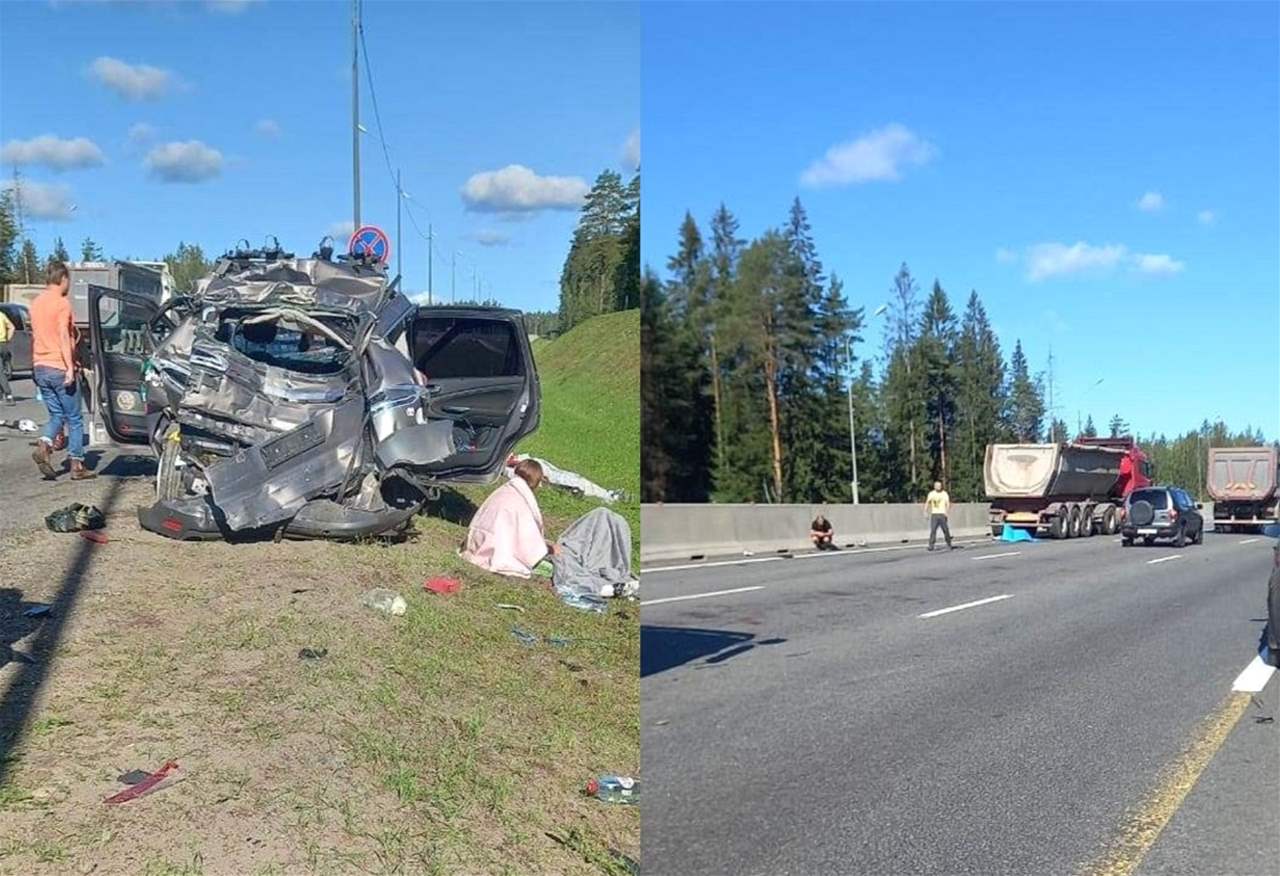 فيديو - شاحنة "تطحن" سيارة و11 درّاجاً مراهقاً .. قتيلان و9 جرحى