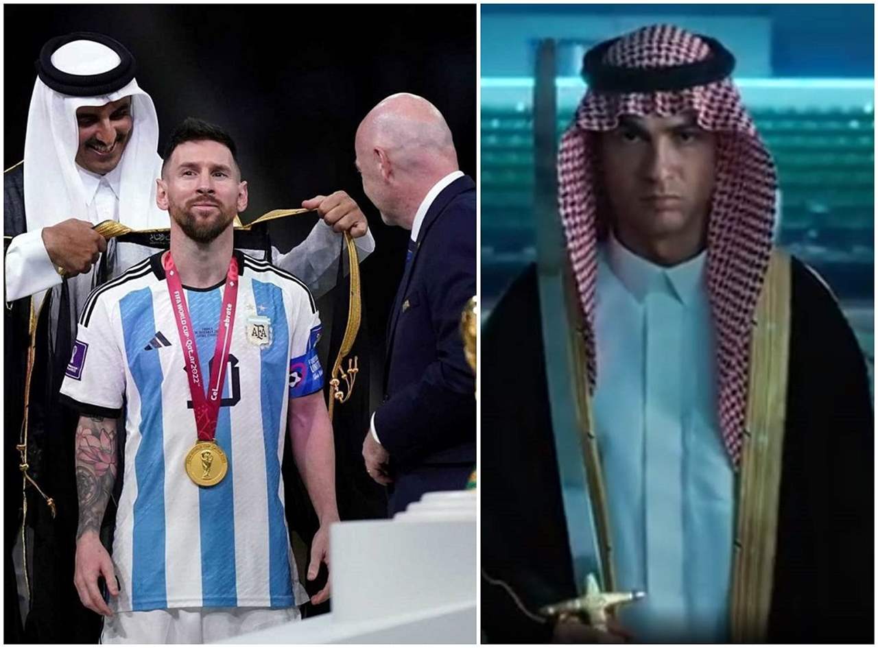 فيديو - بعد ميسي .. رونالدو بالبشت والشماغ